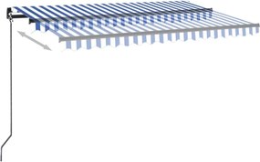 vidaXL Τέντα Συρόμενη Αυτόματη Μπλε / Λευκό 450 x 350 εκ.