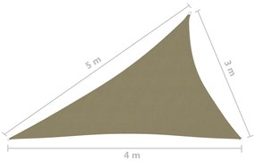 vidaXL Πανί Σκίασης Τρίγωνο Μπεζ 3 x 4 x 5 μ. από Ύφασμα Oxford