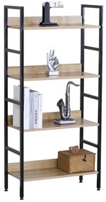 Ραφιέρα ArteLibre TYNDALL Με 4 Ράφια 60X27.6X126cm Δρυς/Μαύρο Μοριοσανίδα/Μέταλλο