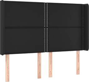 vidaXL Κρεβάτι Boxspring με Στρώμα &amp; LED Μαύρο 140x190 εκ. Συνθ. Δέρμα
