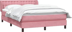 vidaXL Κρεβάτι Boxspring με Στρώμα Ροζ 140x210 εκ. Βελούδινο