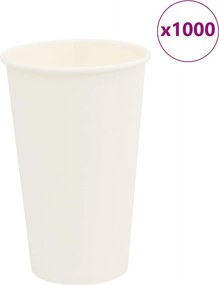 vidaXL Χάρτινα κύπελλα καφέ 1000 τεμάχια 16oz 400ml Λευκό