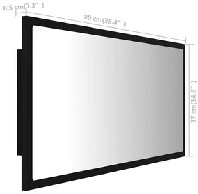 Καθρέφτης Μπάνιου με LED Μαύρος 90x8,5x37 εκ. Ακρυλικός - Μαύρο