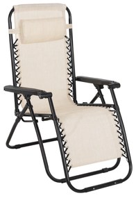 Καρέκλα - Πολυθρόνα RELAX COMPANION C5095.12 Μαύρο Μέταλλο με Μπέζ Textiline 67x145x110Υεκ. 2αδα 67x145x110 εκ.