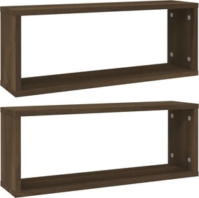 vidaXL Ραφιέρες Τοίχου Κύβος 2 τεμ Καφέ Δρυς 60x15x23 εκ. Επεξ. Ξύλο