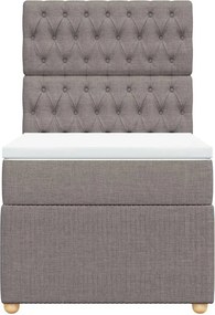 vidaXL Κρεβάτι Boxspring με Στρώμα Taupe 90x200 εκ. Υφασμάτινο