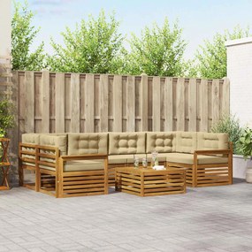 vidaXL Σειρά Καναπέ Εξωτερικού 7 pcs Φυσικό και Μπεζ
