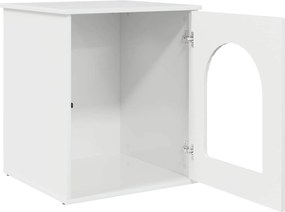vidaXL Σπίτι Γάτας Λαμπερό Λευκό 53 x 52 x 62 εκ Επεξεργασμένο ξύλο