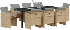 vidaXL Σέτ φαγητού για κήπο 9 pcs Μπεζ συνθετικό ρατάν