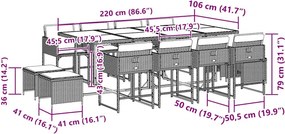 vidaXL Σετ Τραπεζαρίας Κήπου 13τεμ. Μαύρο από Συνθ. Ρατάν με Μαξιλάρια