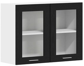 vidaXL Κρεμαστή Γυάλινη Ντουλάπα με ράφι Μαύρη δρυς 80 x 31 x 60 εκ