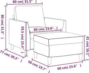 vidaXL Πολυθρόνα Γκρι 60 εκ. Συνθετικό δέρμα με Υποπόδιο