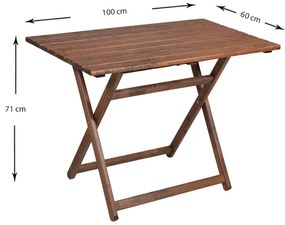 Τραπέζι πτυσσόμενο Klara Megapap από ξύλο οξιάς σε χρώμα καρυδί εμποτισμού 100x60x71εκ. - Ξύλο - GP013-0021