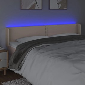 vidaXL Κεφαλάρι Κρεβατιού LED Καπουτσίνο 183x16x78/88εκ. Συνθετ. Δέρμα