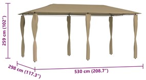 vidaXL Κιόσκι με Καλύμματα Στύλων Taupe 2,98x5,3x2,59 μ. 160 γρ./μ²