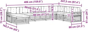 vidaXL Σειρά Καναπέ Εξωτερικού με μαξιλάρι 8 pcs Λευκό και Κρεμ