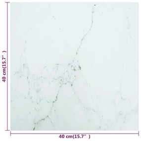 vidaXL Επιφάνεια Τραπεζιού Λευκή 40x40εκ 6 χιλ Ψημ. Γυαλί Μαρμ. Σχέδιο