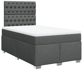 Κρεβάτι Boxspring με Στρώμα Σκούρο Γκρι 120x190 εκ Υφασμάτινο - Γκρι