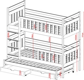 KLARA 90x200 grey bunk bed Lano Furniture