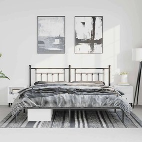vidaXL Πλαίσιο Κρεβατιού με Κεφαλάρι Μαύρο 193 x 203 εκ. Μεταλλικό