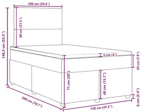 Κρεβάτι Boxspring με Στρώμα Σκούρο Γκρι 120x200 εκ. Υφασμάτινο - Γκρι