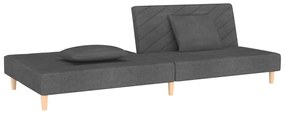 vidaXL Καναπές Κρεβάτι Διθέσιος Σκούρο Γκρι Υφασμάτινος με 2 Μαξιλάρια