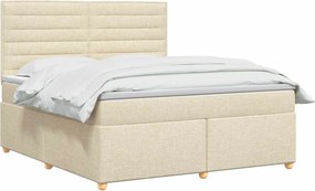 vidaXL Κρεβάτι box spring με στρώμα Κρεμ 140 x 200 cm Ύφασμα