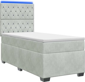 vidaXL Κρεβάτι box spring με στρώμα Μπλε 90 x 190 cm Βελούδο