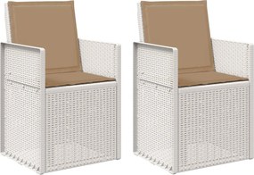 vidaXL Καρέκλες Εστιατορίου Κήπου 2 pcs Λευκό και Taupe PP