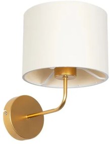 RALPH 203-0039 Vintage Επιτοίχιο Φωτιστικό Απλίκα Μονόφωτο 1 x E27 IP20 Χρυσό Μέταλλο με Λευκό Ύφασμα-Μ22 x Π29 x Υ Globostar 203-0039 Λευκό