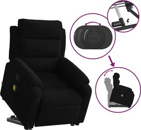 vidaXL Πολυθρόνα Μασάζ Ανακλινόμενη με Ανύψωση Μαύρη Βελούδινη