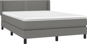 vidaXL Κρεβάτι Boxspring με Στρώμα Σκούρο Γκρι 140x200 εκ Υφασμάτινο