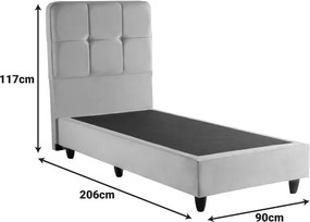 Κρεβάτι μονό Punto pakoworld κρεμ βελούδο 90x200εκ