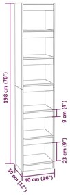 Βιβλιοθήκη/Διαχωριστικό Χώρου Καφέ Δρυς 40x30x198 εκ. - Καφέ