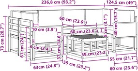 vidaXL Σειρά Καναπέ Εξωτερικού 7 pcs Φυσικό και Κρέμα Πολυεστέρας