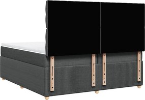 vidaXL Κρεβάτι Boxspring με Στρώμα Σκούρο Γκρι 200x200 εκ. Υφασμάτινο