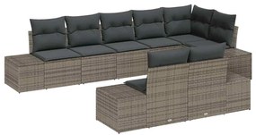 vidaXL Σετ Καναπέ Κήπου με μαξιλάρι 8 pcs Γκρι Πολυ ράταν