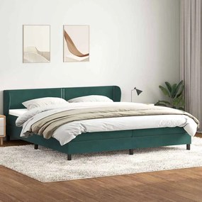 vidaXL Box Spring Κρεβάτι με στρώματα Σκούρο πράσινο Βελούδινο