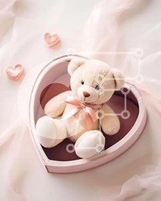 Intra Συλλεκτικό Ξύλινο Παζλ Plywood 4mm - Αρκουδάκι σε κουτί σε σχήμα καρδιάς Σε Ξύλινο Κουτί - Διαστάσεις Puzzle: 10x10 cm – 25 κομμάτια