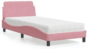 vidaXL Κρεβάτι με Στρώμα Ροζ 80 x 200 εκ. Βελούδινο