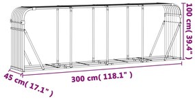 Ξυλοθήκη Ανθρακί 300x45x100εκ. από Γαλβανισμένο Ατσάλι - Ανθρακί