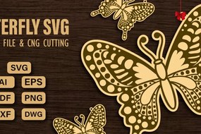 Σετ των 2 Intra απο ξύλο plywood 3mm-4mm πάχος πεταλούδας και κοπής CNC Δίασταση 20x30 cm INTRAFABR-98678731