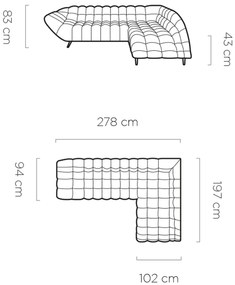 Γωνιακός καναπές Dolphin-Gkri-Δεξιά