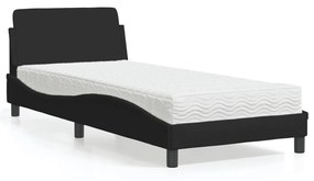 Κρεβάτι με Στρώμα Μαύρο 80 x 200 εκ. Υφασμάτινο