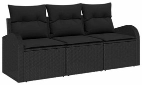 vidaXL Σετ Καναπέ Κήπου Μαύρο συνθετικό ρατάν