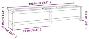 Ζαρντινιέρα Υπερυψωμένη Μελί 199,5x40x39 εκ. από Μασίφ Πεύκο - Καφέ