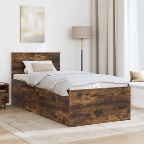 vidaXL Σκελετός Κρεβατιού Καπνιστό Δρύς 100 x 200 cm