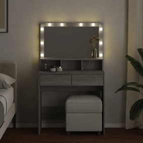 vidaXL Μπουντουάρ με LED Γκρι Sonoma 80x41x144,5 εκ.