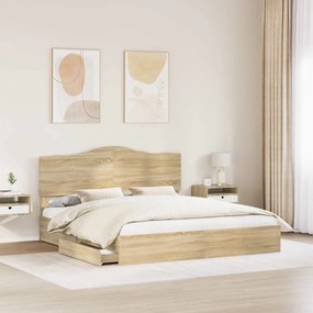VidaXL Κρεβάτι Αποθήκης Δρύς Sonoma 180 x 200 cm Επεξεργασμένο Ξύλο