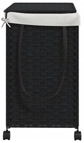 Καλάθι Άπλυτων με Τροχούς Μαύρο 60 x 35 x 60,5 εκ. από Ρατάν - Μαύρο